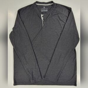Free Fly Mens XL Dark Gray Henley Performance Bamboo Long Sleeve Shirt Stretch